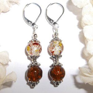 Brown Beaded Dangle Earring Set Handmade Jewelry Gift For Her Accessory 6837